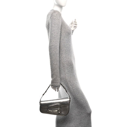 Gucci Metallic Demetra Small Horsebit 1955 Asymmetric Shoulder Bag Silver