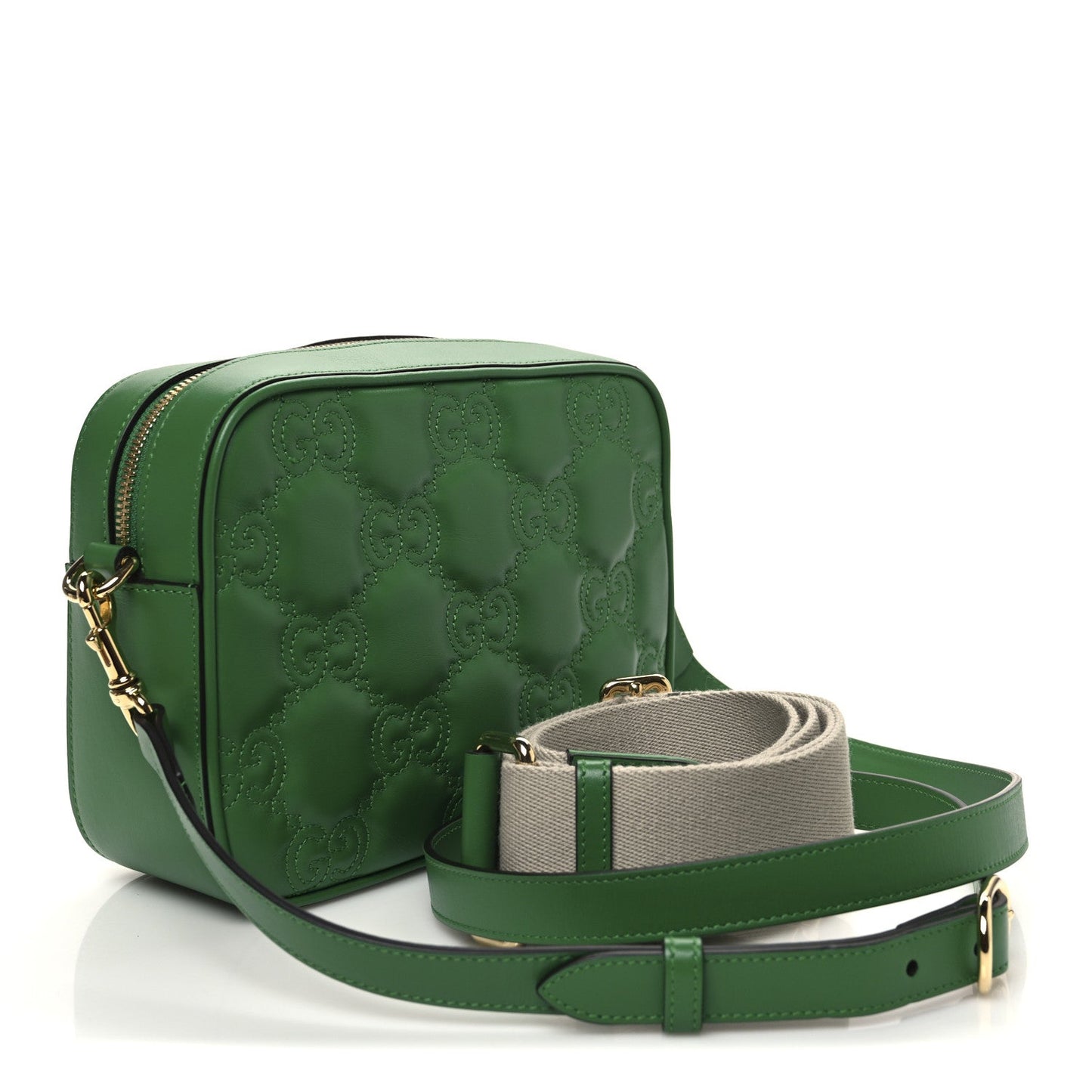 Gucci Calfskin GG Matelasse Shoulder Bag Spring Green Natural