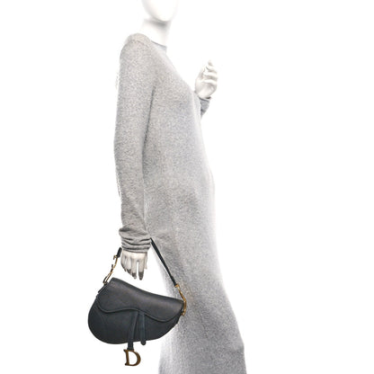 Christian Dior Grained Calfskin Saddle Bag Black