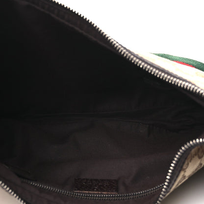 Gucci Monogram Web Medium Half Moon Hobo Dark Brown