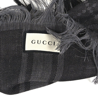 Gucci Wool Silk GG Monogram Diamante Plaid Surviee Shawl Graphite Black