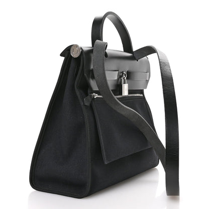 Hermes Military Toile Vache Hunter Herbag Zip PM 31 Black