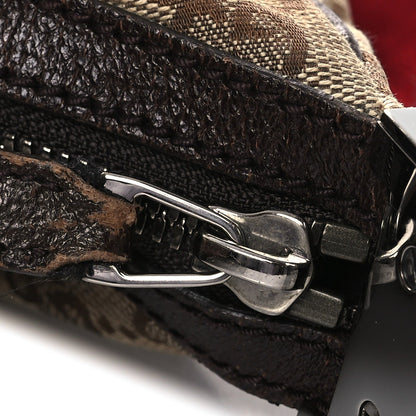 Gucci Monogram Web Medium Half Moon Hobo Dark Brown