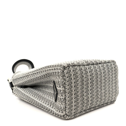 Prada Jacquard Logo Ricamo Embroidered Small Tote Black Talco