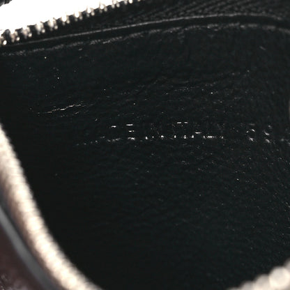Balenciaga Grained Calfskin Miami Logo Cash Coin Card Holder On Keychain Black