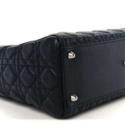 Christian Dior Lambskin Cannage Large Lady Dior Navy Blue