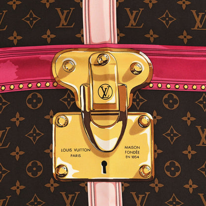 Louis Vuitton Silk Monogram Summer Trunks Square Scarf Brown