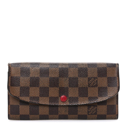 Louis Vuitton Damier Ebene Emilie Wallet Red