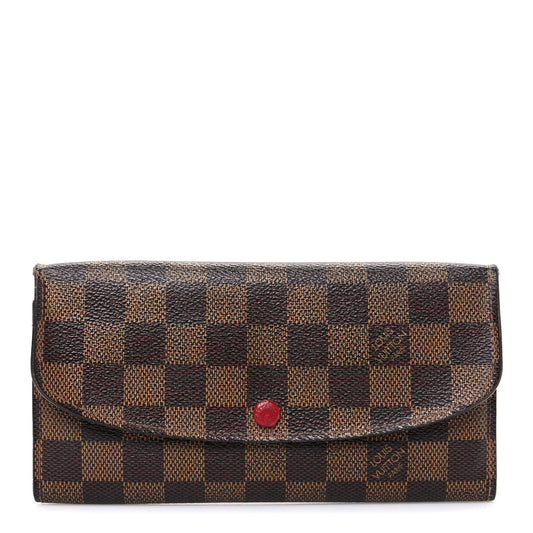 Louis Vuitton Damier Ebene Emilie Wallet Red