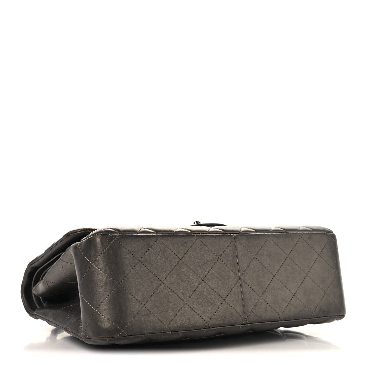 Chanel Metallic Lambskin Quilted Jumbo Double Flap Pewter