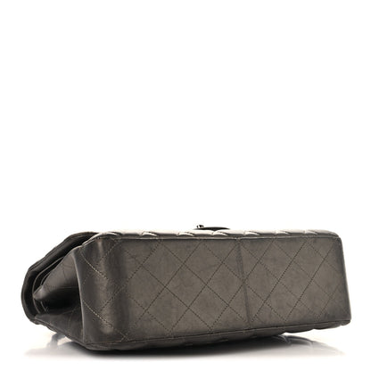 Chanel Metallic Lambskin Quilted Jumbo Double Flap Pewter