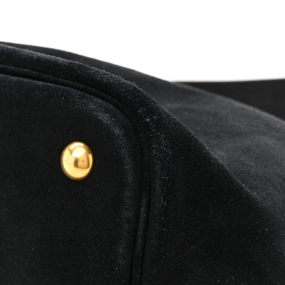 Saint Laurent Suede Studded Bucket Bag Black