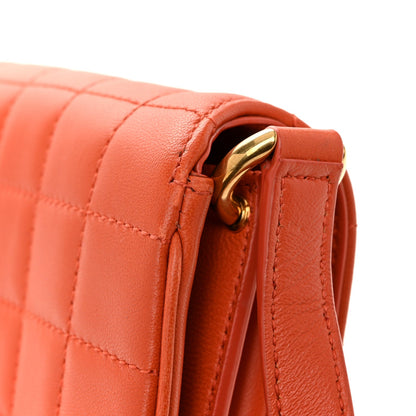 Saint Laurent Lambskin Carre Quilted Le Maillon Satchel Orange