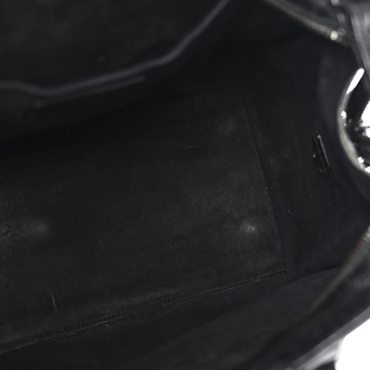 Saint Laurent Calfskin Crocodile Embossed Small Monogram Cabas Black