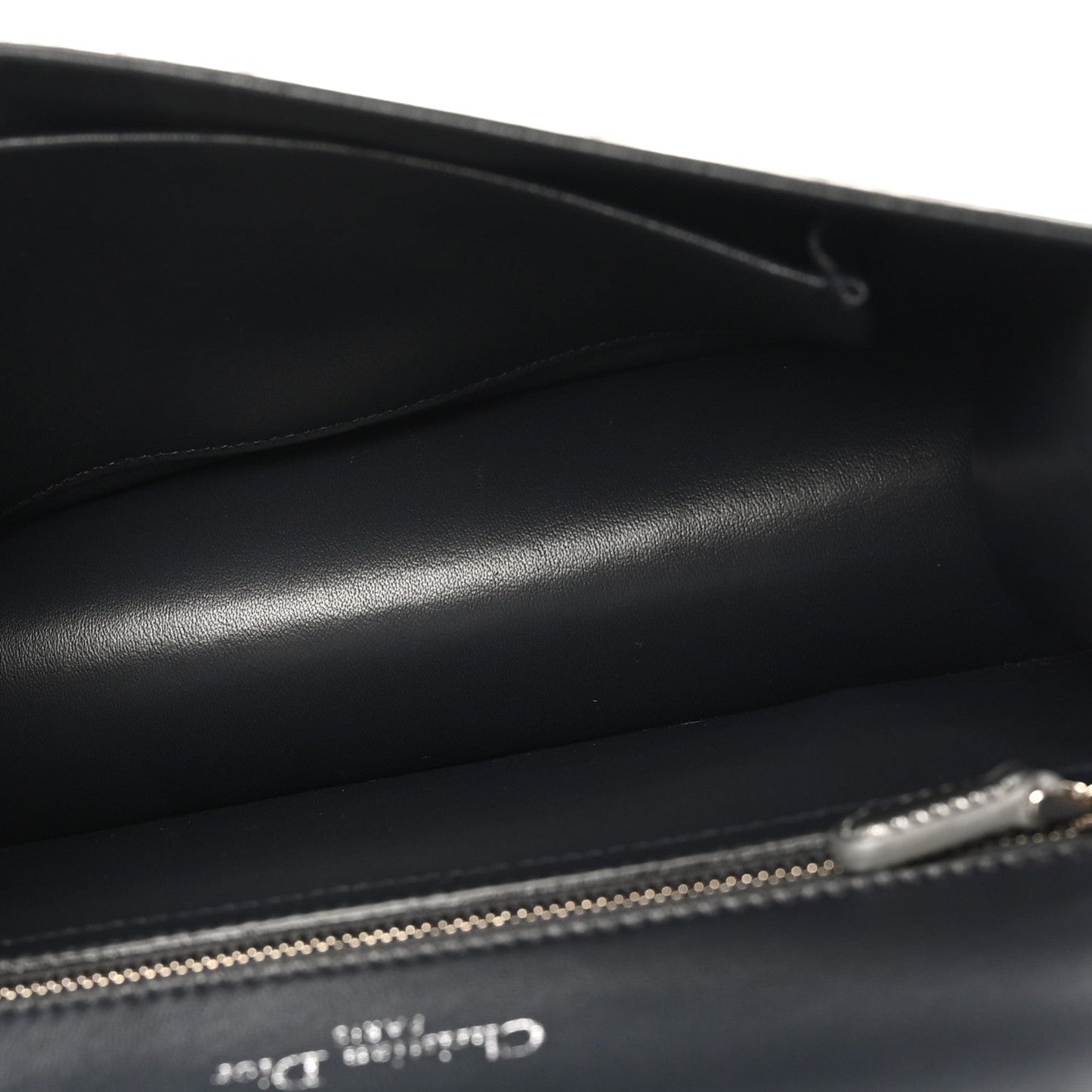Christian Dior Metallic Patent Micro-Cannage Medium Diorama Flap Bag Silver