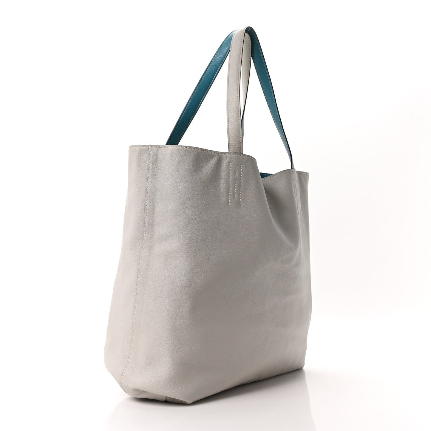 Hermes Veau Sikkim Double Sens 36 Reversible Tote Turquoise Gris Perle