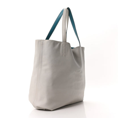 Hermes Veau Sikkim Double Sens 36 Reversible Tote Turquoise Gris Perle