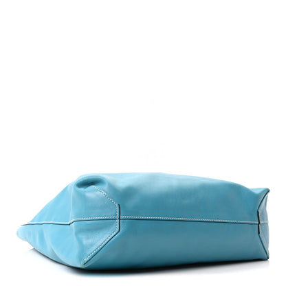 Hermes Veau Sikkim Double Sens 36 Reversible Tote Turquoise Gris Perle