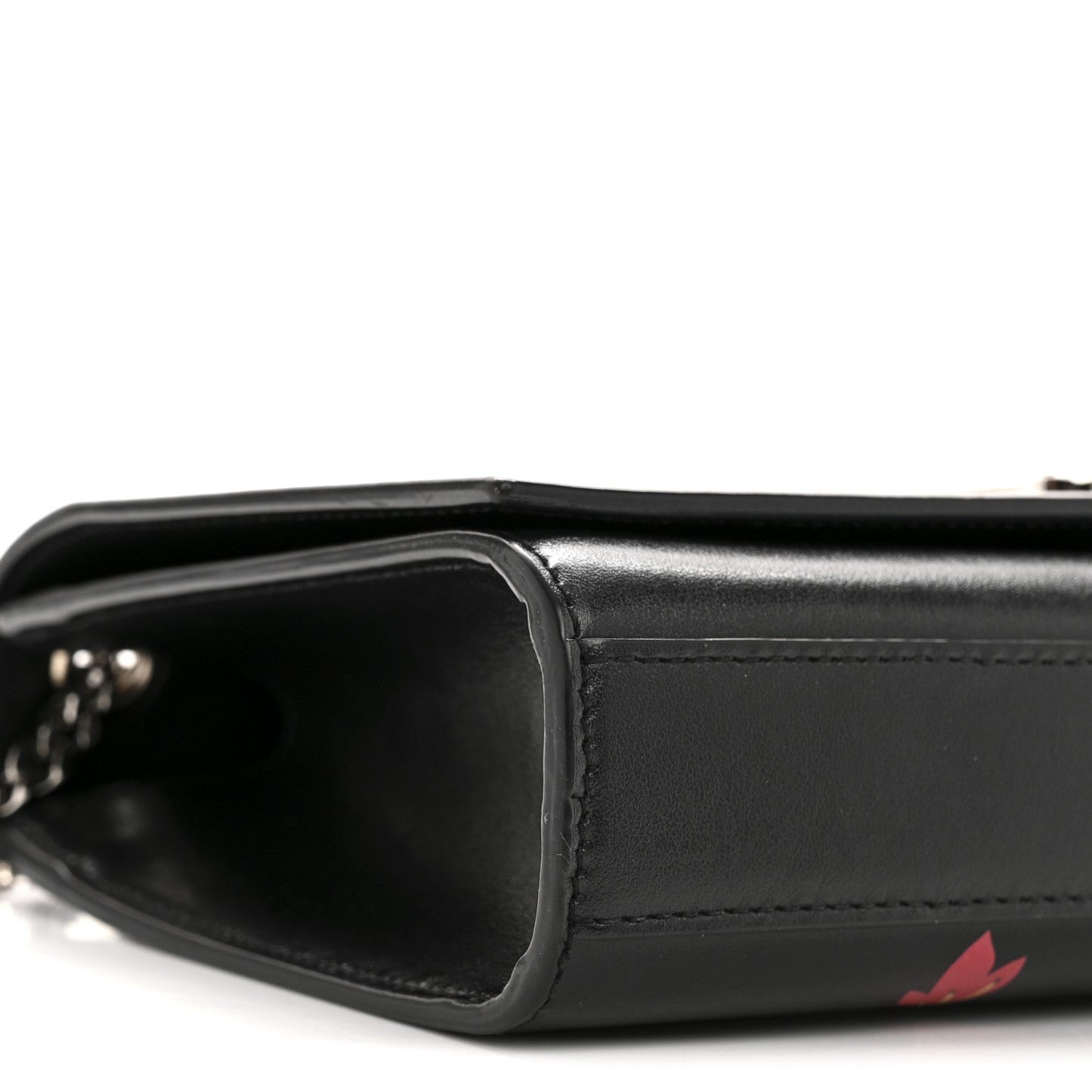 Saint Laurent Calfskin Medium Heart Bolts Monogram Kate Satchel Black