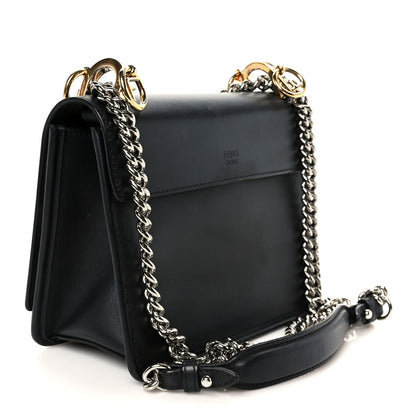 Fendi Vitello Century Velvet F is Fendi FF Small Kan I Shoulder Bag Black Tobacco