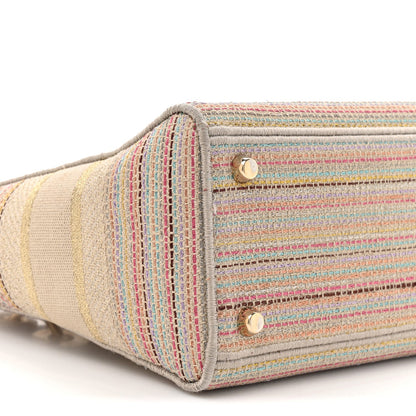Christian Dior Canvas Embroidered Medium Lady D-Lite Beige Multicolor