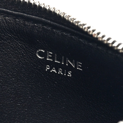 Celine Smooth Lambskin Zip Logo Card Holder Black White