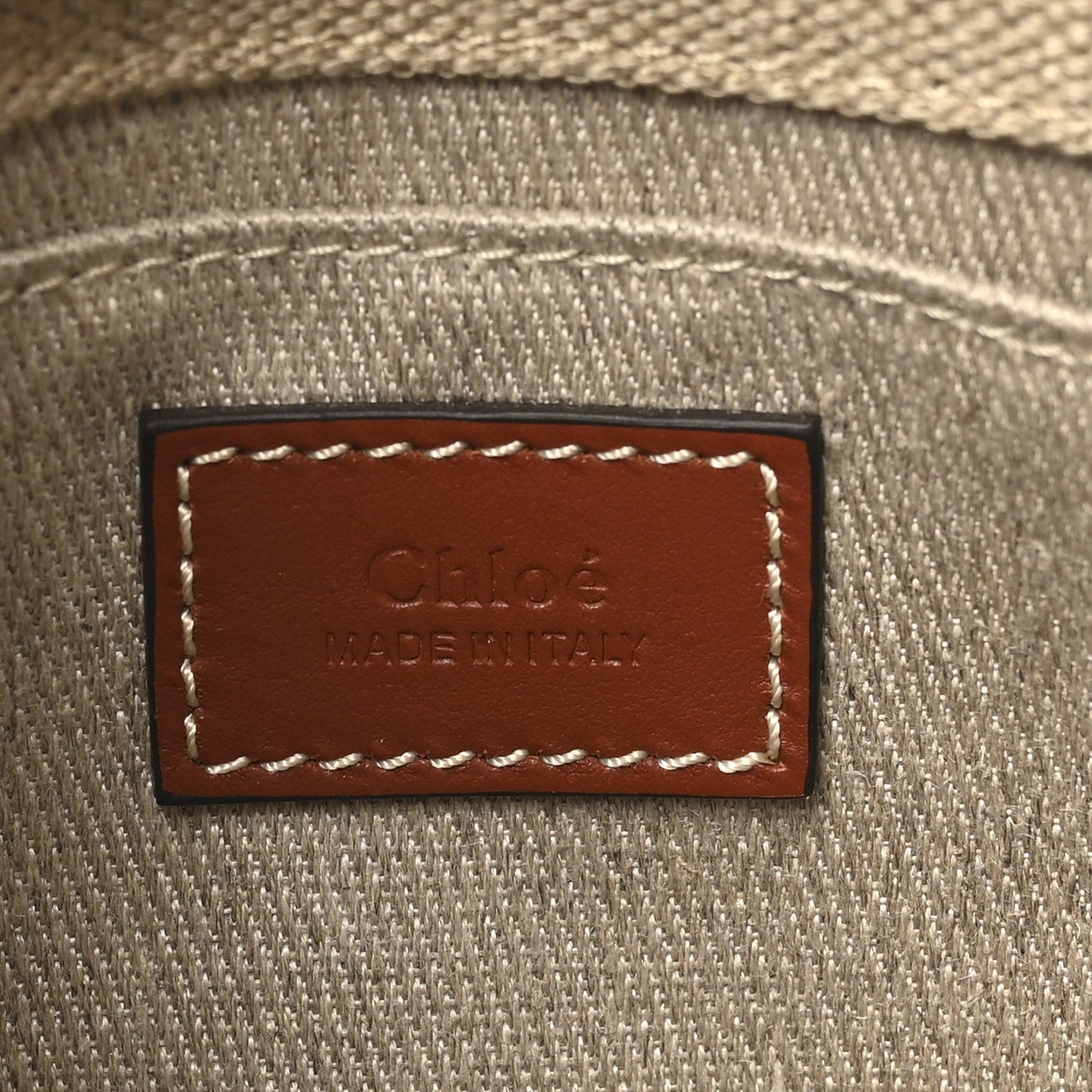 Chloe Cotton Calfskin Mini Woody Ribbon Tote With Strap White Brown