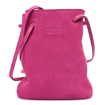 Miu Miu Camoscio Mini Drawstring Bag Fuxia