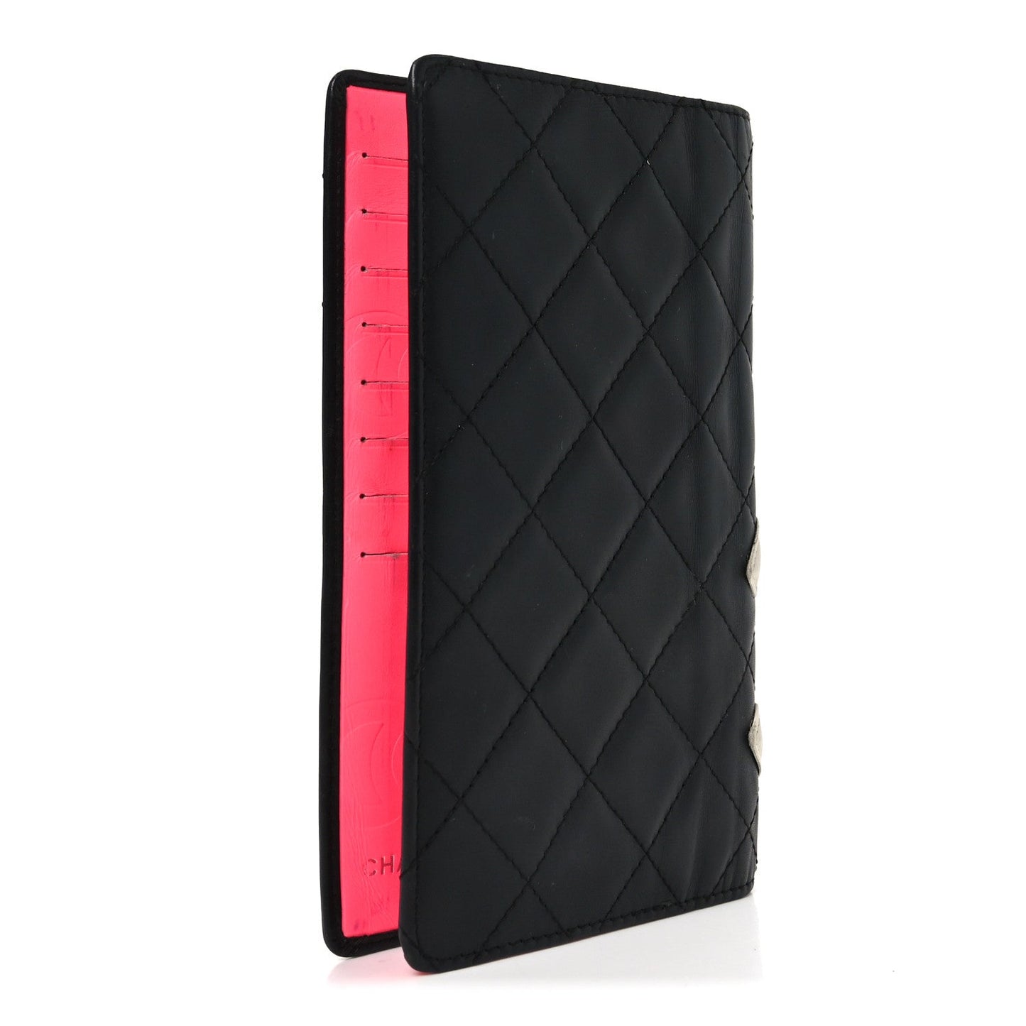 Chanel Calfskin Quilted Cambon Yen Wallet Black White