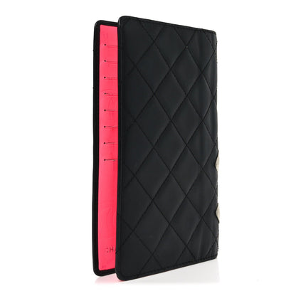 Chanel Calfskin Quilted Cambon Yen Wallet Black White