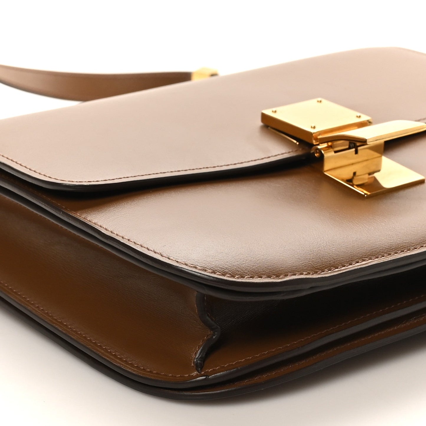 Celine Box Calfskin Medium Classic Box Flap Bag Camel