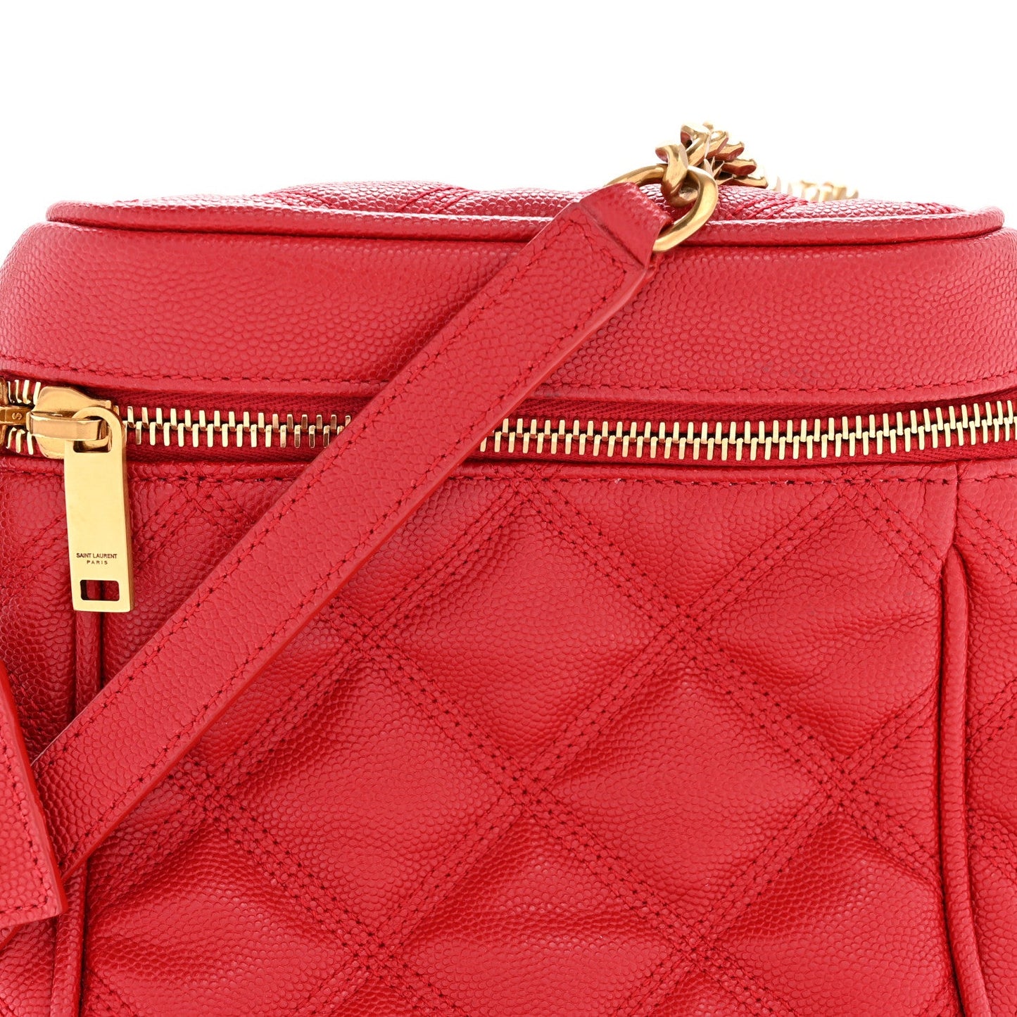 Saint Laurent Grain de Poudre Quilted 80's Vanity Bag Rouge Eros