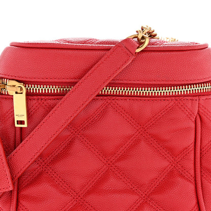 Saint Laurent Grain de Poudre Quilted 80's Vanity Bag Rouge Eros