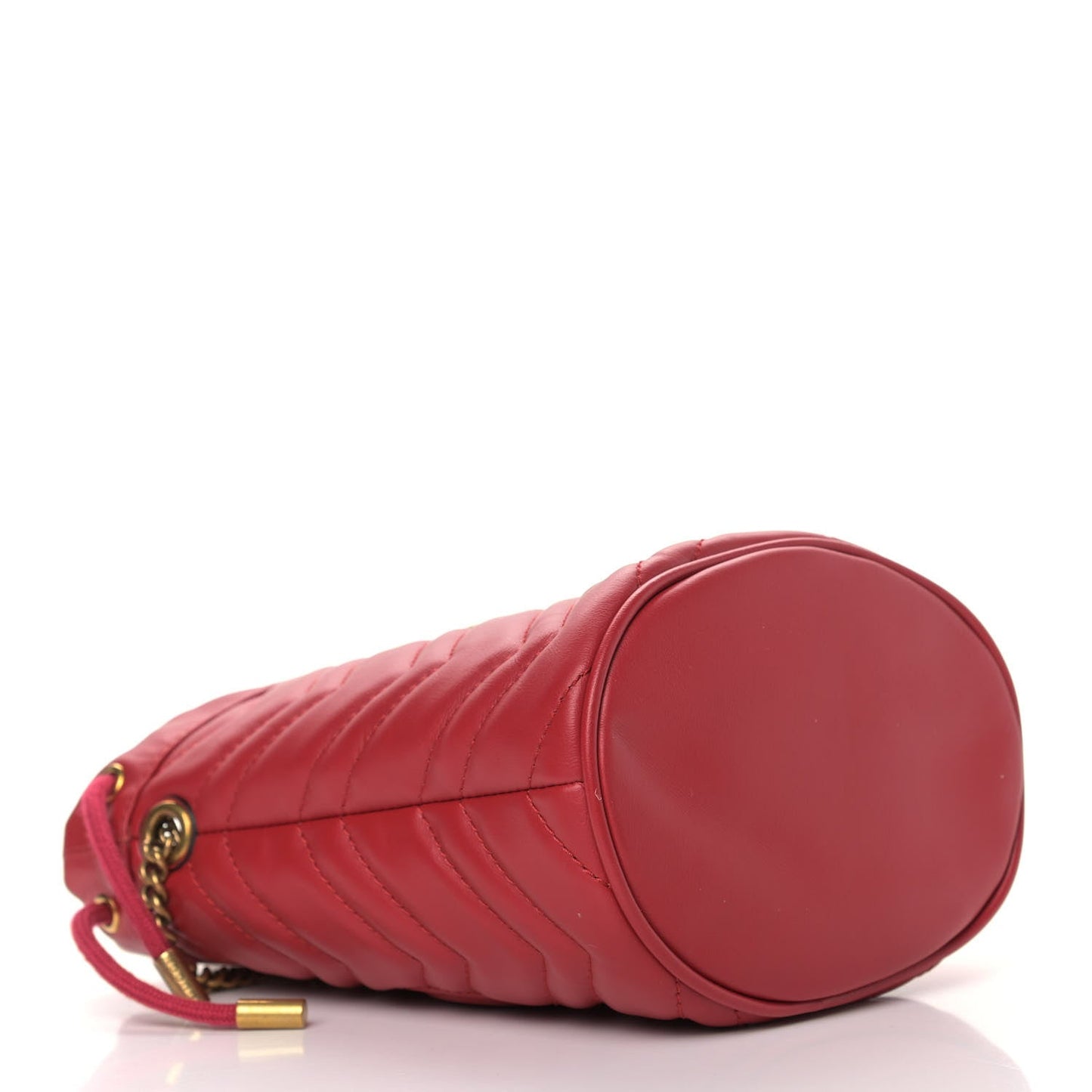 Gucci Calfskin Matelasse Mini GG Marmont 2.0 Bucket Bag Hibiscus Red