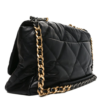 Chanel Goatskin Quilted Maxi Chanel 19 Flap Black