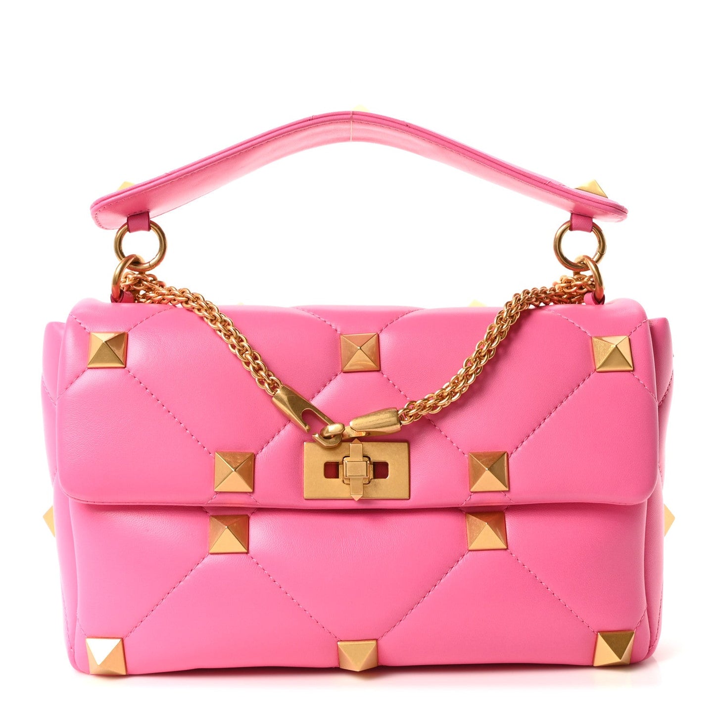 Valentino Garavani Nappa Large Roman Stud Shoulder Bag Feminine Pink