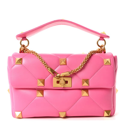 Valentino Garavani Nappa Large Roman Stud Shoulder Bag Feminine Pink
