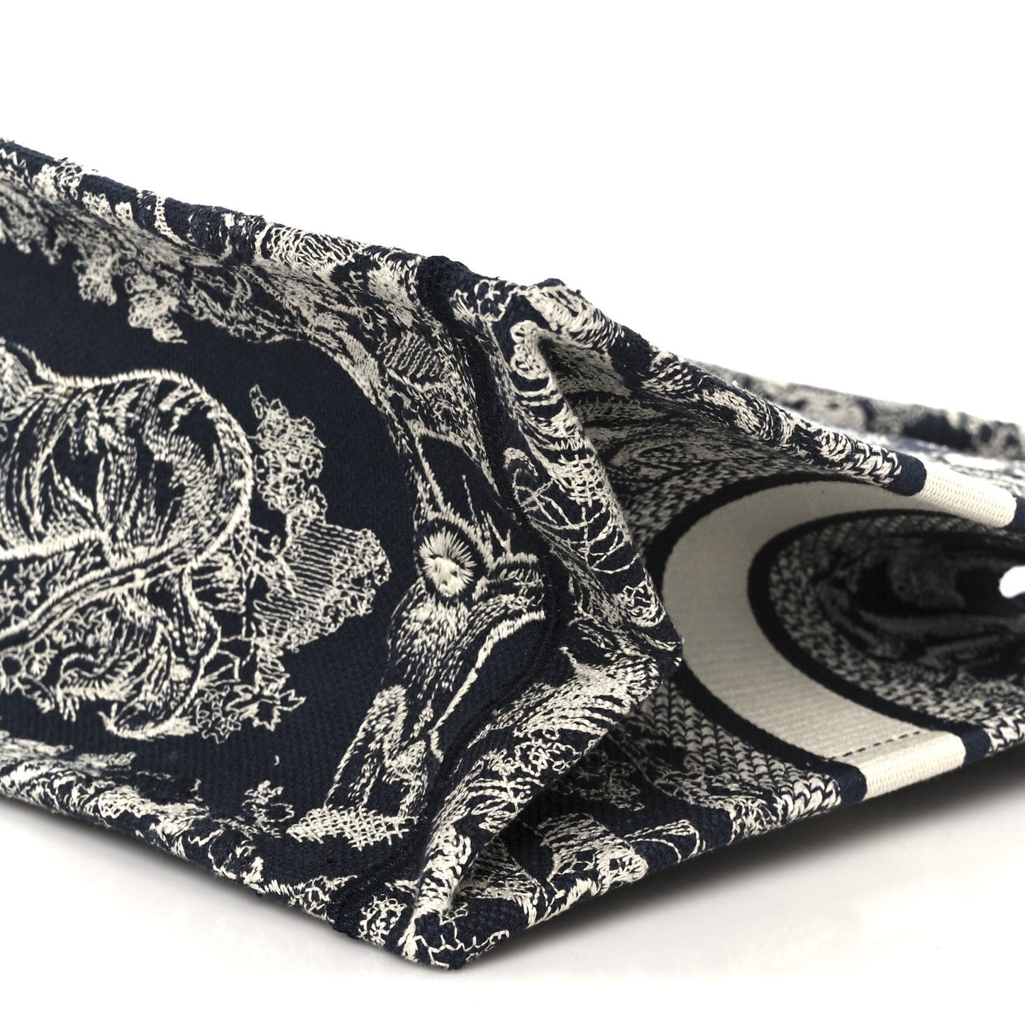 Christian Dior Canvas Embroidered Small Dioriviera Toile De Jouy Book Tote Blue