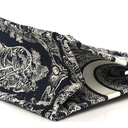 Christian Dior Canvas Embroidered Small Dioriviera Toile De Jouy Book Tote Blue