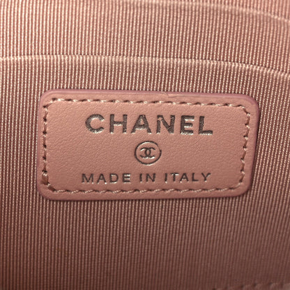Chanel Aged Calfskin Quilted Gabrielle Zip Pouch Pink