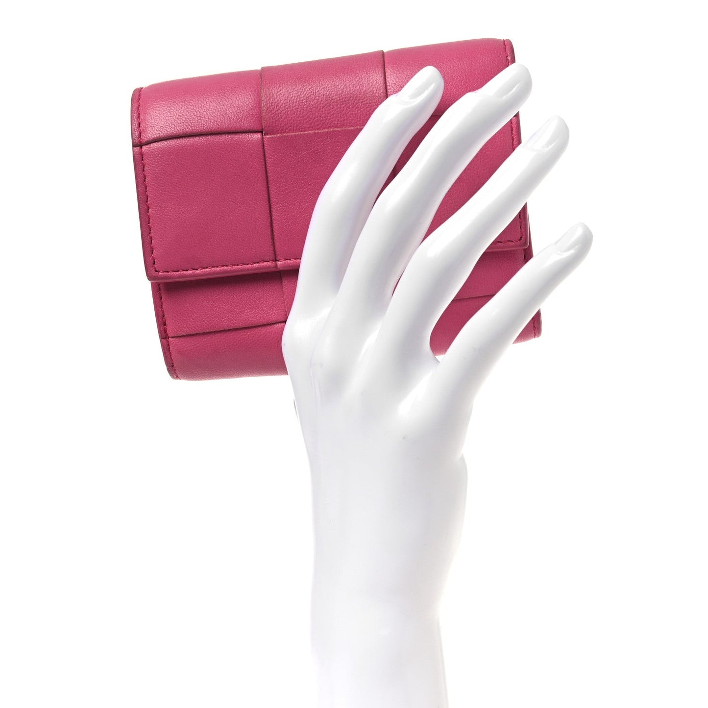 Bottega Veneta Nappa Calfskin Maxi Intrecciato Cassette Tri-Fold Wallet Cranberry