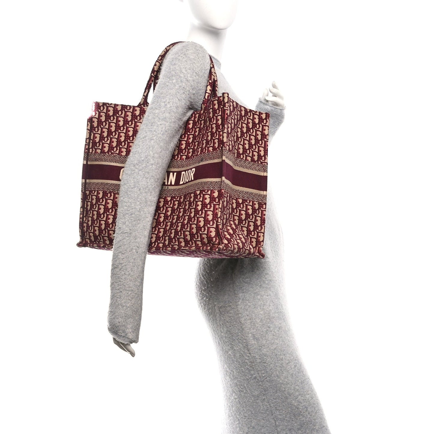 Christian Dior Oblique Large Book Tote Burgundy Multicolor