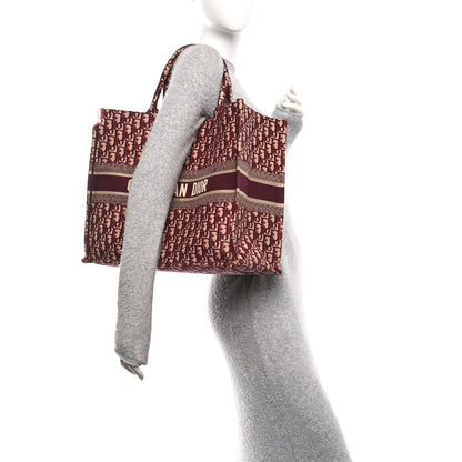 Christian Dior Oblique Large Book Tote Burgundy Multicolor