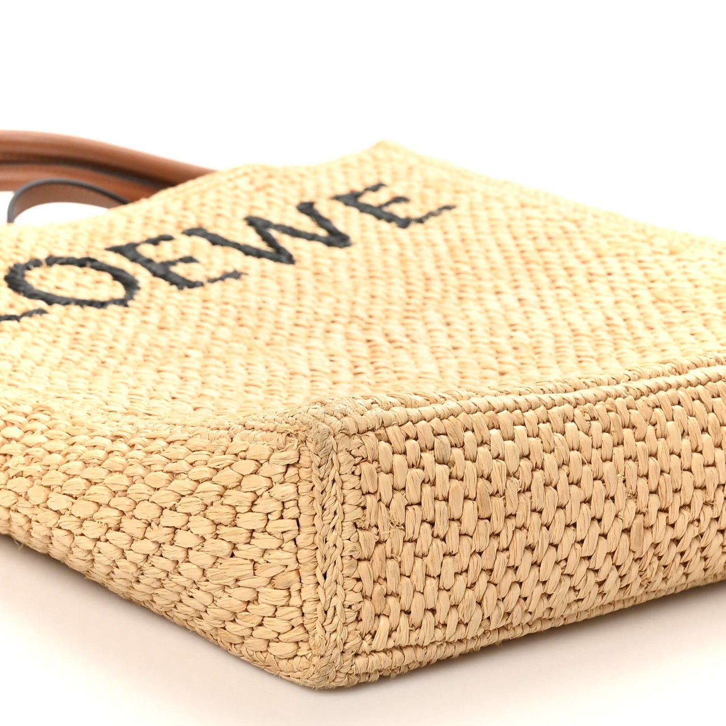 Loewe Raffia Calfskin Standard A4 Tote Bag Natural Black