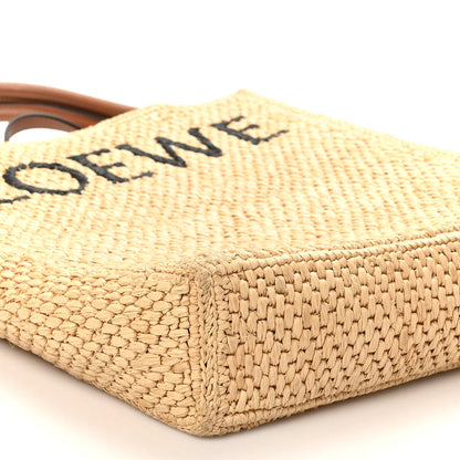 Loewe Raffia Calfskin Standard A4 Tote Bag Natural Black