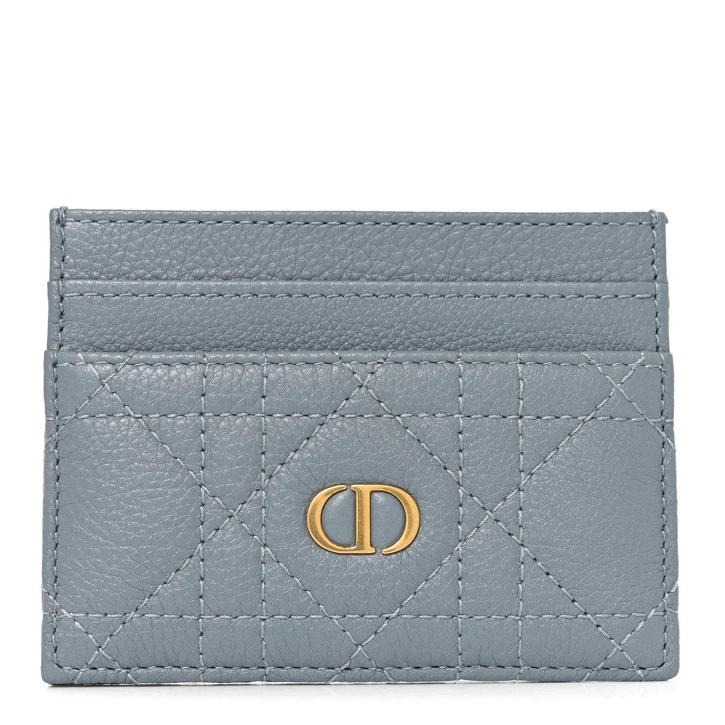 Christian Dior Supple Calfskin Cannage Caro Five-Slot Card Holder Cloud Blue