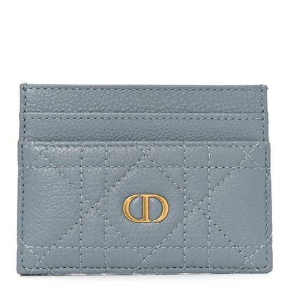 Christian Dior Supple Calfskin Cannage Caro Five-Slot Card Holder Cloud Blue