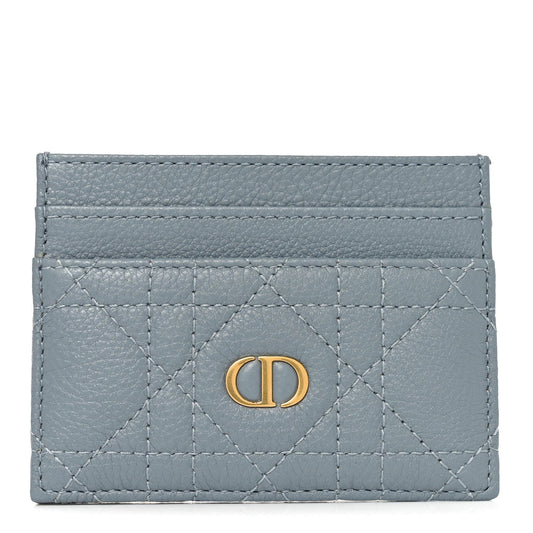 Christian Dior Supple Calfskin Cannage Caro Five-Slot Card Holder Cloud Blue