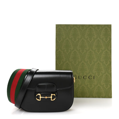 Gucci Azalea Calfskin Web Mini Horsebit 1955 Shoulder Bag Black