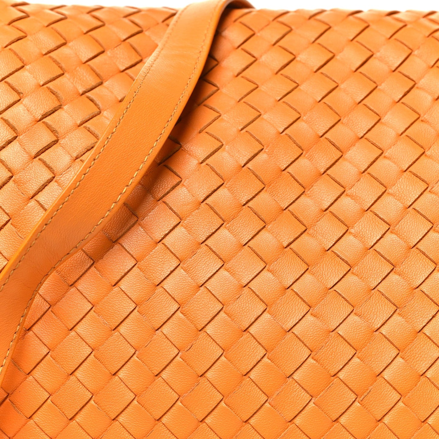 Bottega Veneta Nappa Intrecciato Drawstring Messenger Flap Orange